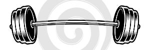 Black and white illustration of a barbell