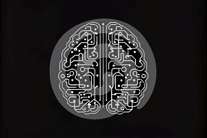 Black and white illustration of brain circuit - AI generated logo