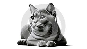 Black and white illustration of a cat