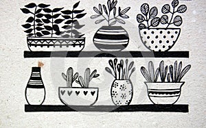 Flower pots with plants