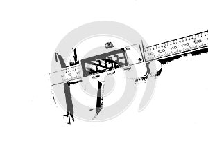 Black and white illustration - electronic caliper for accurate measurement on a white background