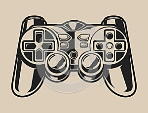 Black and white illustration of a gaming controller