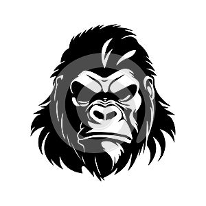 Black and white illustration of a gorilla.