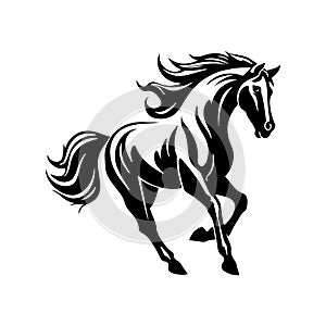 Black and white illustration of a horse.