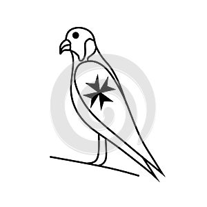black and white illustration of maltese falcon