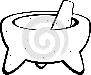 Mexican molcajete mortar and pestle black and white illustration photo