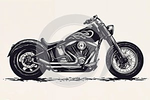 A black and white drawing of a motorcycle photo