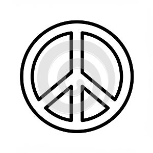 Black and white illustration of the peace symbol. This symbol, a circle with three lines