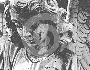 Vintage image of a sad angel