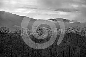 Black and White Image of the Blue Ridge Mountains