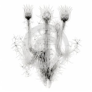 Black And White Cactus Drawings: Symbolic Overload In Layered Gestures photo