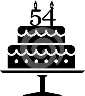 A black-and-white image of a cake with the number 54 on it.