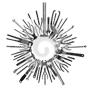 Old tools. A collection of old rusty tools