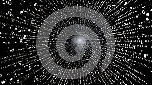 A black and white image of a computer screen with binary code (ai generated)