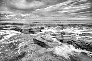 Black and white image of Kings Beach