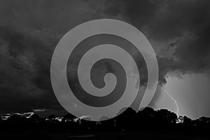 Black and white image of lightning