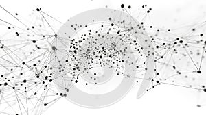 A black and white image of a network of dots and lines