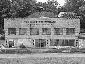 A Black and White  image of The New River coal company store located in Scarbro WV USA.