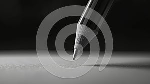 A black and white image of a pencil.