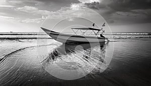 black and white image of the river