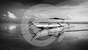 black and white image of the river