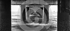 Black and white image of Shorncliffe Pier