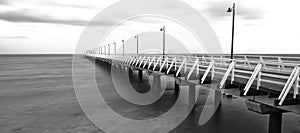 Black and white image of Shorncliffe Pier