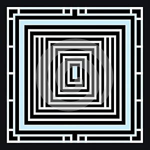 a black and white image of a square with a blue square in the middle