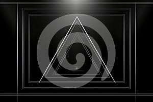 a black and white image of a triangle on a black background