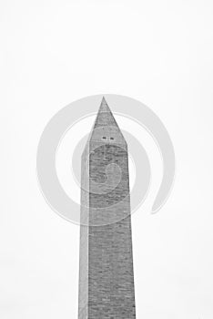 Black & white image of the Washington Monument, at the National Mall in Washington, DC