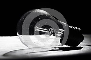 Black and white incandescent bulb