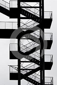 Black and White industrial metal staircase silhouette