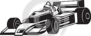 Black and White Indy Car Illustration