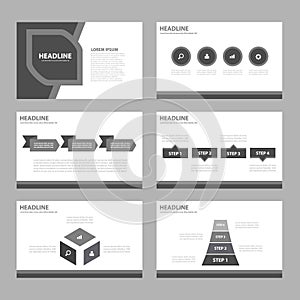 Black and white Infographic elements icon presentation template flat design set for advertising marketing brochure flyer