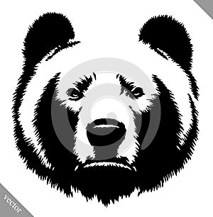 Black and white ink draw bear vector illustration