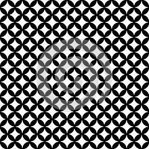 Black and White Interconnected Circles Tiles Pattern Repeat Back