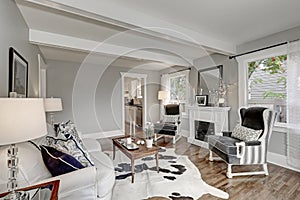 Black and white interior of luxury living room