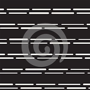 Black and White Irregular Rounded Dashed Lines Pattern. Modern Abstract Vector Seamless Background. Stylish Chaotic Stripes Mosaic