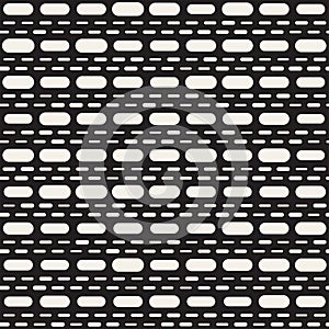 Black and White Irregular Rounded Dashed Lines Pattern. Modern Abstract Vector Seamless Background. Stylish Rectangle Stripes Mosa