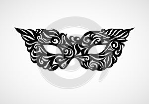 Black and white isolated masquerade mask