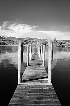 Black and White jetty on the lake
