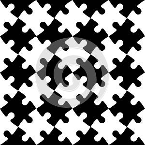 Black and white jigsaw puzzle mosaic seamless background