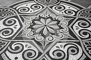 Black and white kaleidoscope abstract