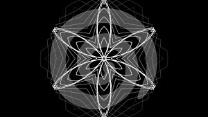 Black and white kaleidoscope sequence patterns.Abstract multicolored motion graphics background. For yoga, clubs, shows