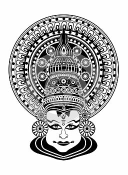 Black & White kathakali face mask image/ kathakali dancer image photo