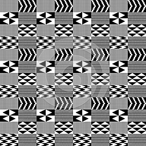 Black and White Kente Cloth Seamless Pattern