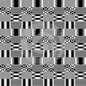 Black and White Kente Cloth Seamless Pattern