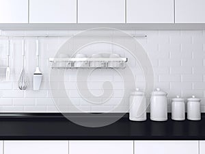 Black and white kitchen design.