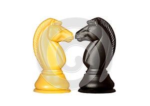 Black and white knights face to face