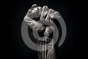 Black and white knuckled fist man